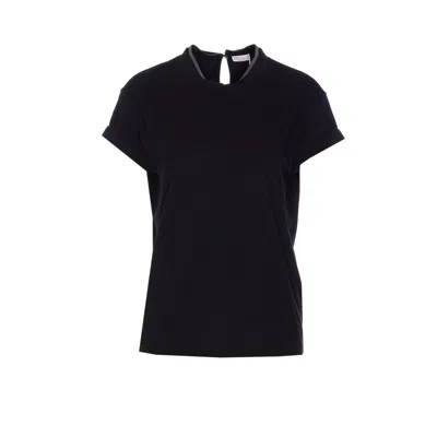 Brunello Cucinelli Embellished Crewneck T-shirt In Black