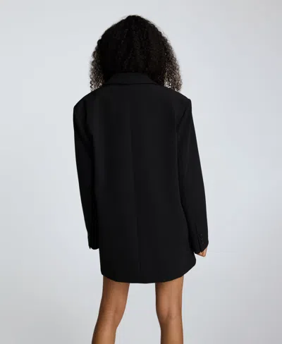 Kenneth Cole Luxe Twill Two Button Boyfriend Jacket In Black
