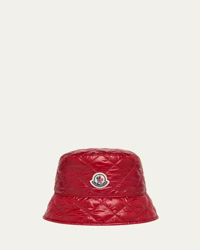 Moncler Diamond Quilted Nylon Bucket Hat In Red
