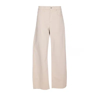 Brunello Cucinelli Loose Barrel Denim Pants With Monile In Neutral