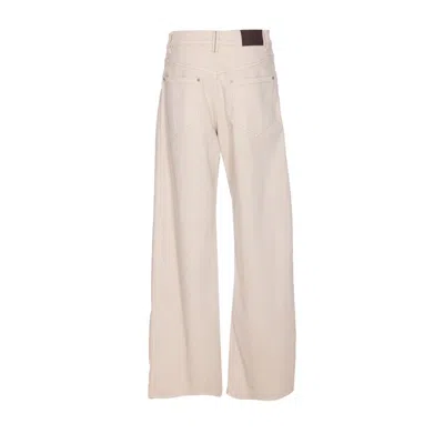Brunello Cucinelli Loose Barrel Denim Pants With Monile In Neutral