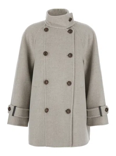 Brunello Cucinelli Hand-finished Caban Jacket In Nude