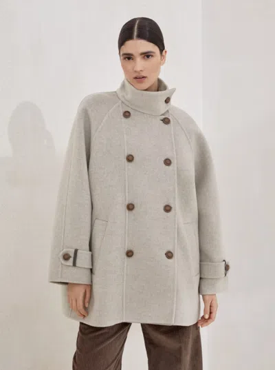 Brunello Cucinelli Hand-finished Caban Jacket In Nude