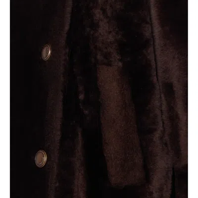 Brunello Cucinelli Leather Double-breasted Jacket High Collar In Brown
