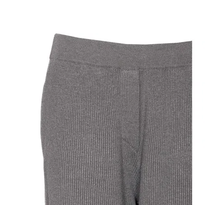 Brunello Cucinelli Flared Ribbed Texture Metallic Finish Trousers
