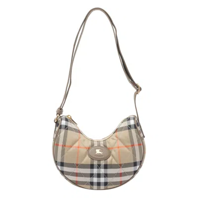 Burberry Curved Shoulder Bag With Classic Check Pattern And Gold-tone Hardware