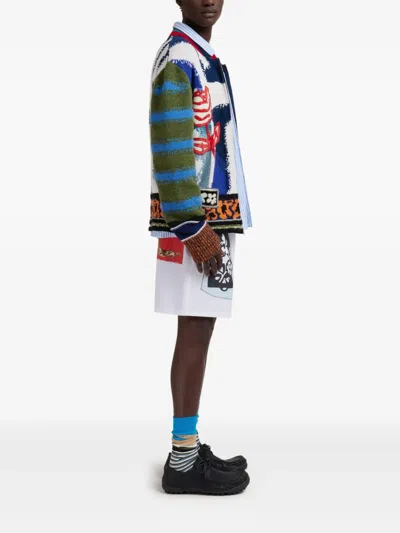 Marni Graphic-patches Polo Shirt In White
