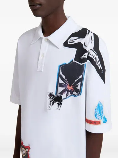 Marni Graphic-patches Polo Shirt In White