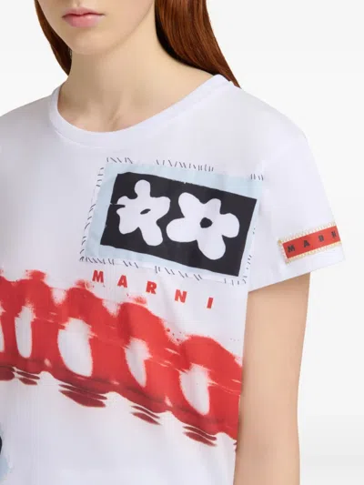 Marni Graphic Print T-shirt In White
