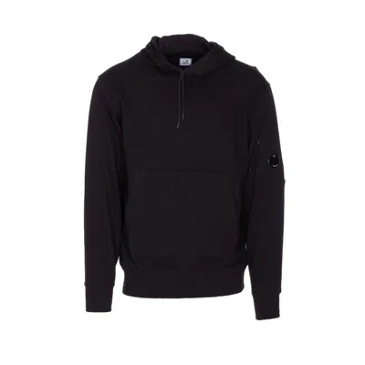 C.p. Company Crewneck Sweatshirt With Arm Patch And Hood In Black
