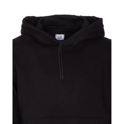 C.p. Company Crewneck Sweatshirt With Arm Patch And Hood In Black