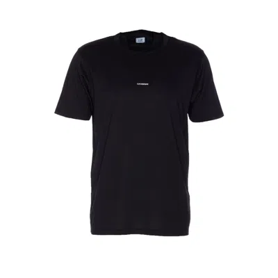 C.p. Company Black Crewneck T-shirt With Logo Lettering On The Front