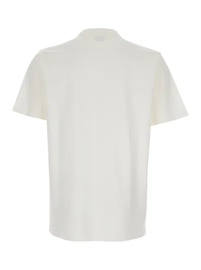 C.p. Company White Crewneck T-shirt With Logo Lettering On The Front In White
