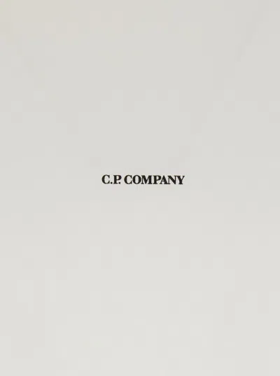 C.p. Company White Crewneck T-shirt With Logo Lettering On The Front In White