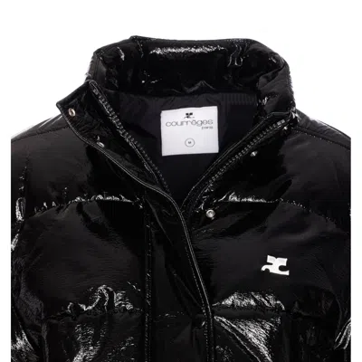 Courrèges Shiny Black Down Jacket In Black