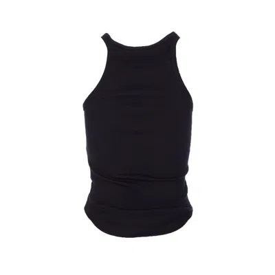 Courrèges Ribbed Tank With Metal Hardware And Piercing Detail In Blue
