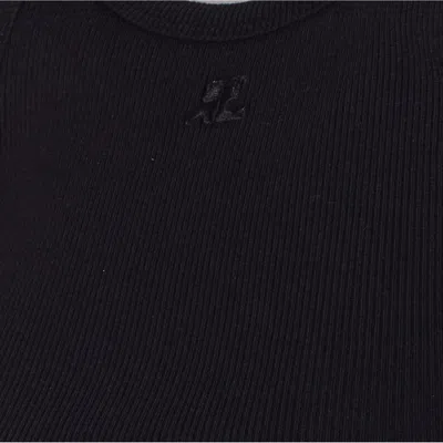 Courrèges Ribbed Tank With Metal Hardware And Piercing Detail In Blue