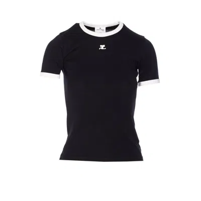 Courrèges Courreges Women Signature Contrast T-shirt In Black