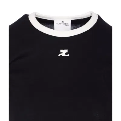 Courrèges Courreges Women Signature Contrast T-shirt In Black