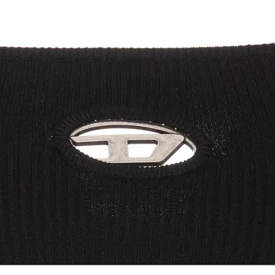 Diesel M-clarksvillex Black Stretch Ribbed Jersey Bandeau Top