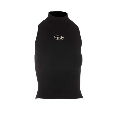 Diesel M-onervax Ribbed-knit Tank Top In Black