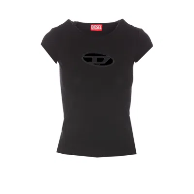 Diesel T-angie Cotton Crew-neck T-shirt In Black