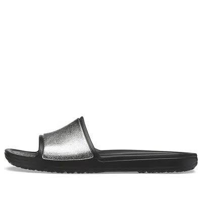 Crocs (wmns)  Sloane Shine Low Slide Flat Casual Black Silver Slippers 'black Silver'