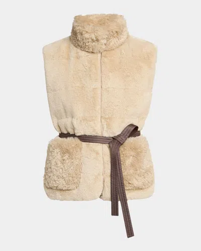 Moncler Joui Belted Faux Fur Vest