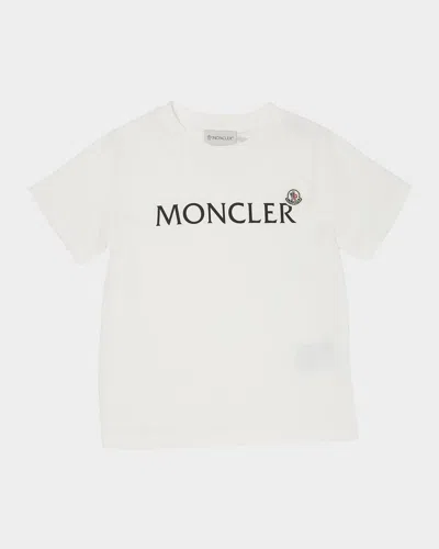 Moncler Boy's Logo-print Short-sleeve Shirt In White
