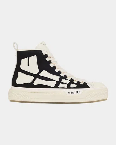 Amiri Men's Skel Court Canvas And Leather High-top Sneakers