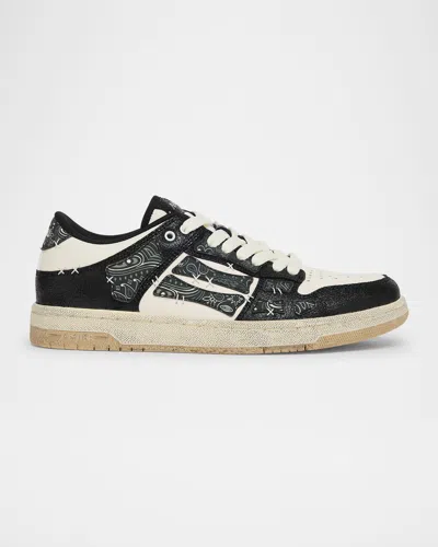 Amiri Skel Top Black Low Top Sneakers With Logo Patch On The Tongue And Logo Lettering On The Heel In Leat