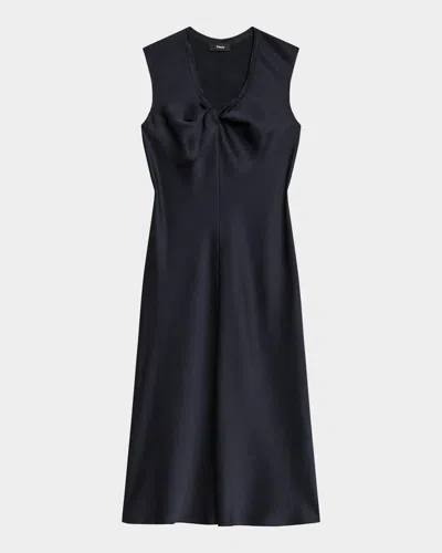 Theory Sleeveless Linen Blend Wrap Dress