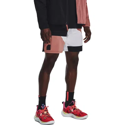 Under Armour Curry Woven 7 Inch Basketball Shorts 'black Pink White' In Brown