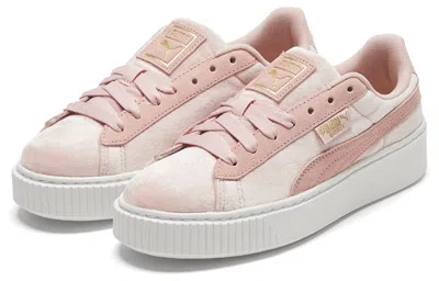 Puma (wmns)  Platform Velvet Pink/white Low Casual Board Shoes