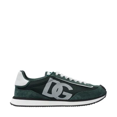 Dolce & Gabbana Multicolor Suede And Mesh Dg Aria Sneakers In Green