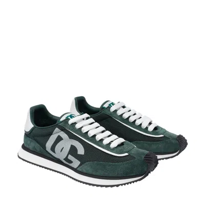 Dolce & Gabbana Multicolor Suede And Mesh Dg Aria Sneakers In Green
