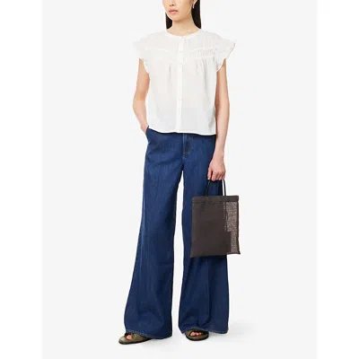 Paige Womens White Levanto Cap-sleeves Cotton Blouse Xs