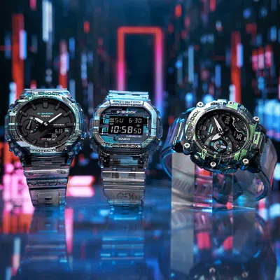 Casio G-shock Analog-digital 'translucent Black' In Blue