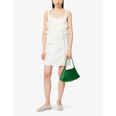 Farm Rio Womens Off-white Embellished Shoulder-straps Linen Mini Dress In White