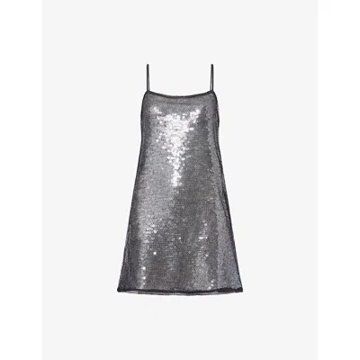 Camilla And Marc Womens Black Facade Sequin Woven Mini Dress In Gray