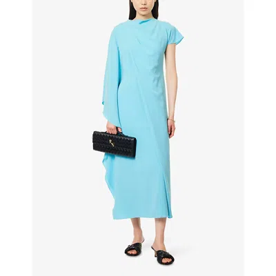 Roksanda Womens Light Tropics Hilmi Draped Woven Maxi Dress In Blue
