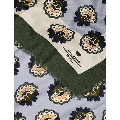 Weekend Max Mara Omens Avio Floral-print Wool And Silk-blend Scarf