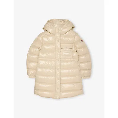 Moncler Natural Dacca Hooded Padded Shell Parka 4-14 In Neutral