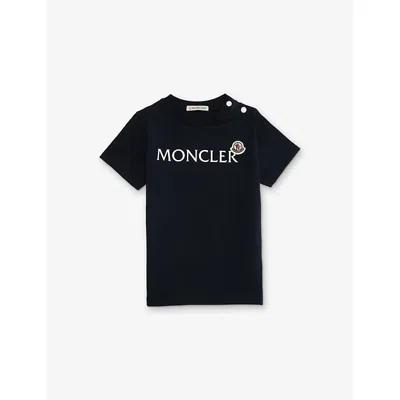 Moncler Kids Logo Stretch-cotton T-shirt In Black