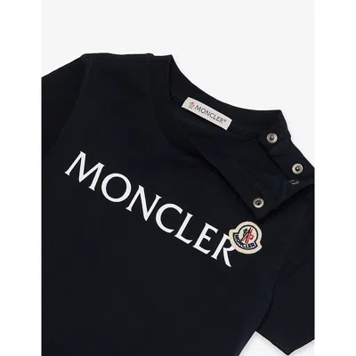 Moncler Kids Logo Stretch-cotton T-shirt In Black