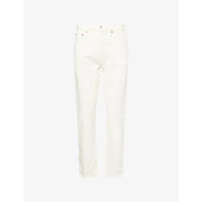 Levi's Levis Womens Ecru Booper No Damage 501 Cropped Straight-leg High-rise Jeans