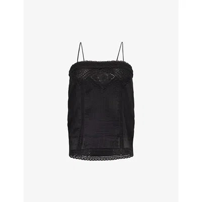 Isabel Marant Étoile Womens Black Gaelia Lace-trim Cotton Camisole Top