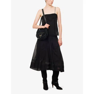 Isabel Marant Étoile Womens Black Gaelia Lace-trim Cotton Camisole Top