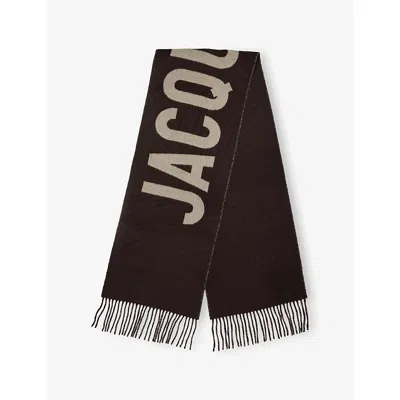 Jacquemus Womens Multi-brown L'echarpe Wool-knitted Fringed Scarf
