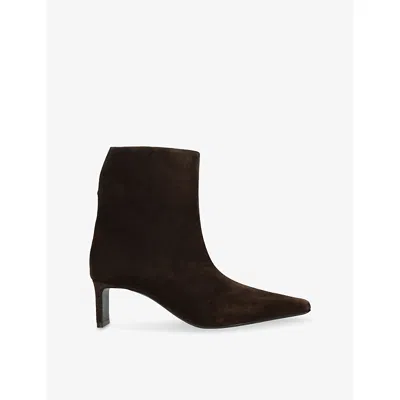 Khaite Womens Dark Brown Ona 55 Suede Ankle Boots Eur 37 / 4 Uk